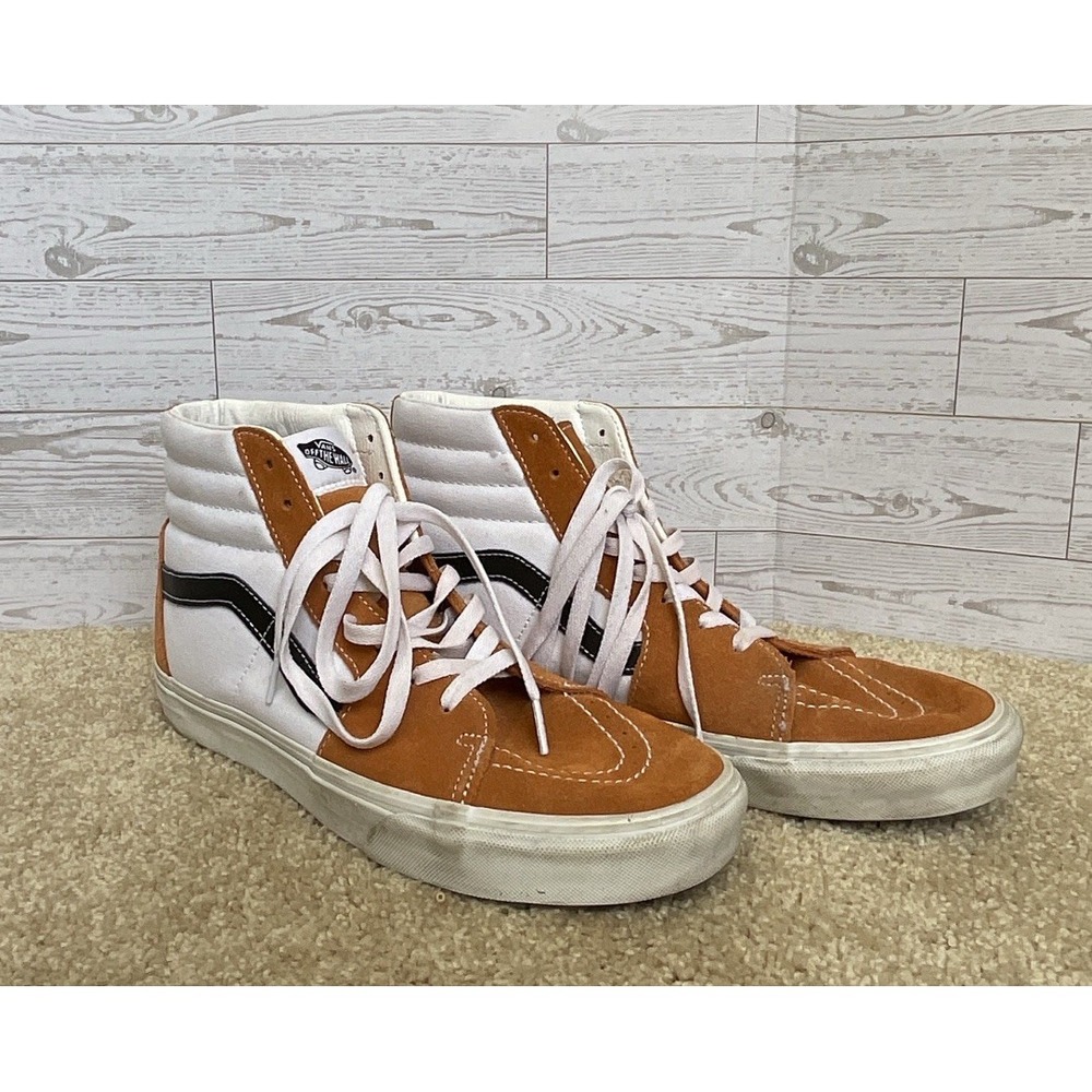 VANS Sk8-Hi Orange/White/Black Colorblock High Top Lace-Up Sneakers